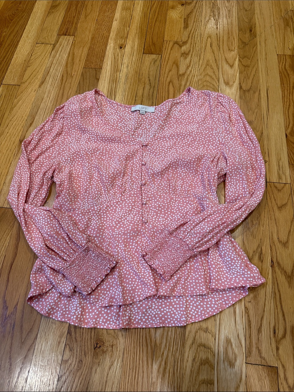 Loft Pink Patterned Long-Sleeve Women’s Top